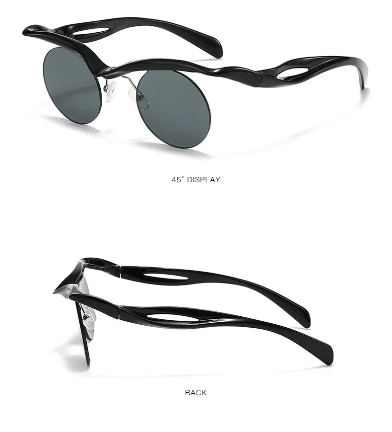 DRAVEN — Rimless Round Sunglasses – Trendy Designer Shape
