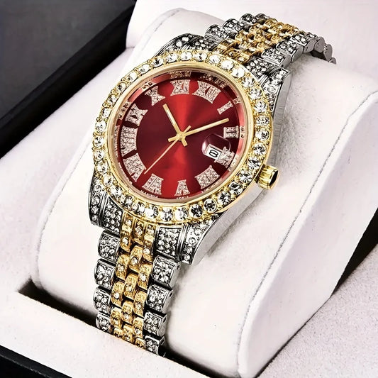 DRAVEN — Vintage Hustle – Men’s Retro Rhinestone Watch with Oversized Dial & Steel Band — Watches | DRAVEN