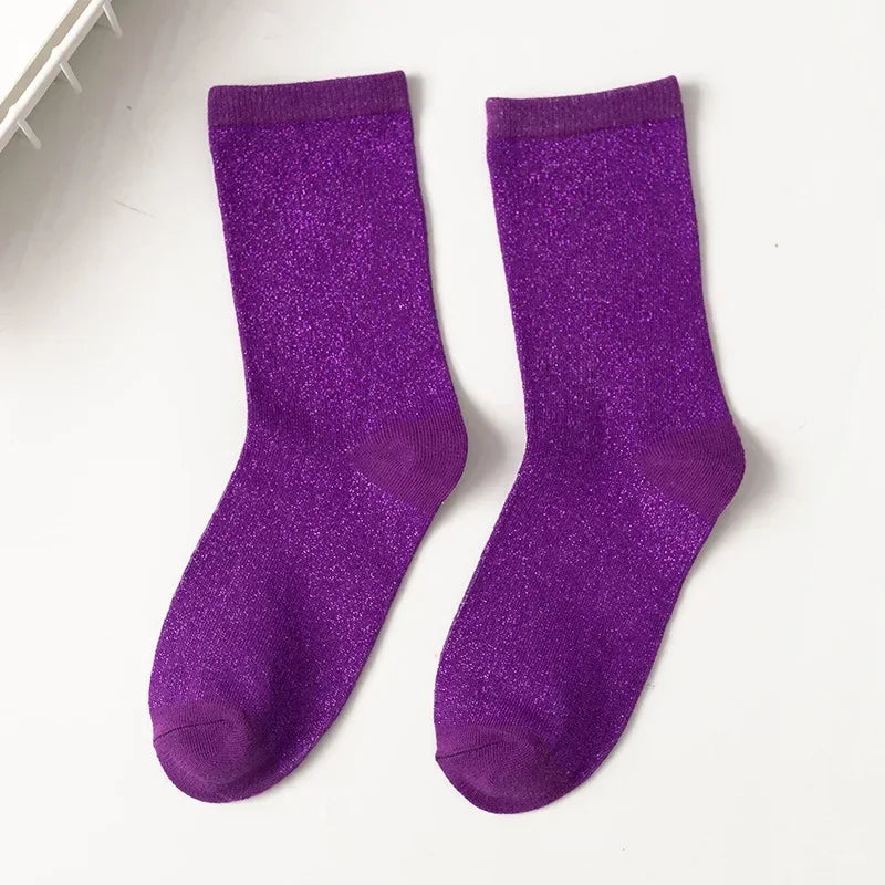 DRAVEN — Women's Glitter Silk Socks – Shiny Gold & Silver Style