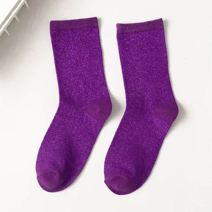 Women's Glitter Silk Socks – Shiny Gold & Silver Style