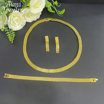 18K Gold Plated Jewelry Set – Necklace, Earrings & Bracelet for Women