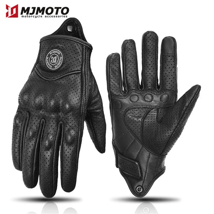 Retro Leather Motorcycle Gloves – Unisex Summer Biker Style