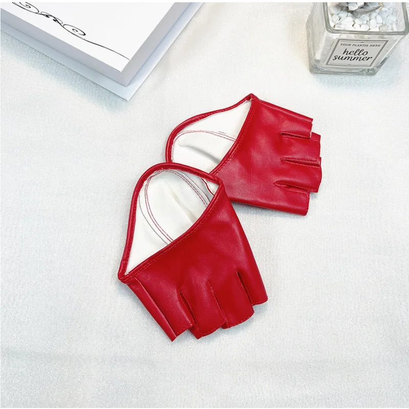 DRAVEN — Faux Leather Fingerless Gloves – Women’s Dance Performance Style