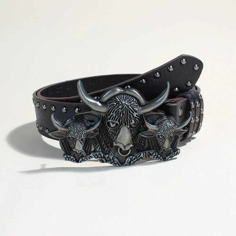DRAVEN — Gothic Y2K Rivet Belt Unisex Punk Skeleton Design