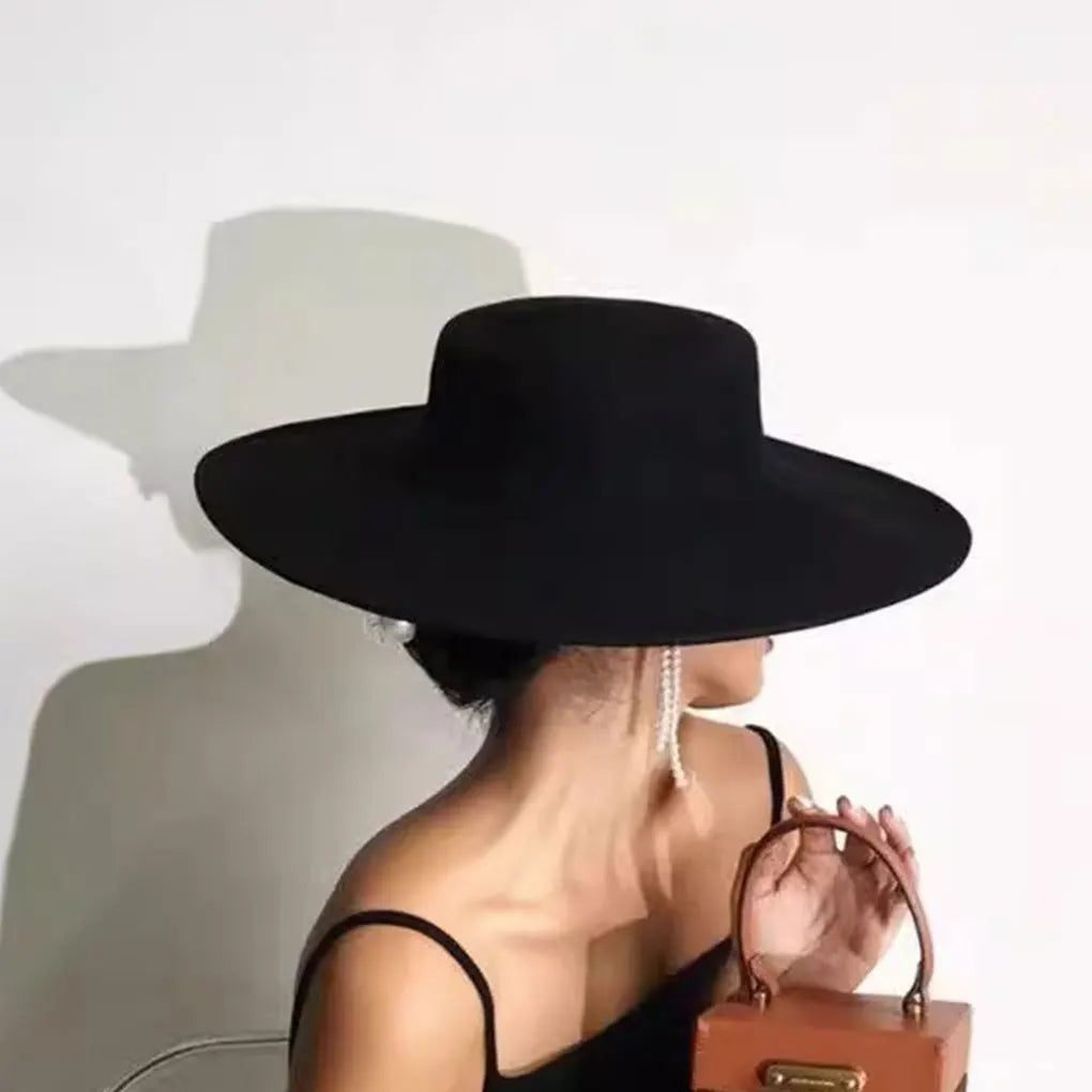 DRAVEN — Classic Black Felt Fedora – Wide Brim Vintage Hat