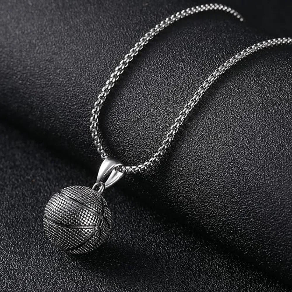 DRAVEN — Basketball Pendant Necklace – Bold Stainless Steel Jewelry for Men