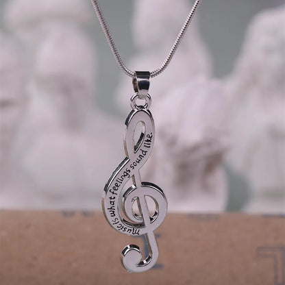 Treble Clef Music Note Necklace – Silver Pendant Chain for Men and Women