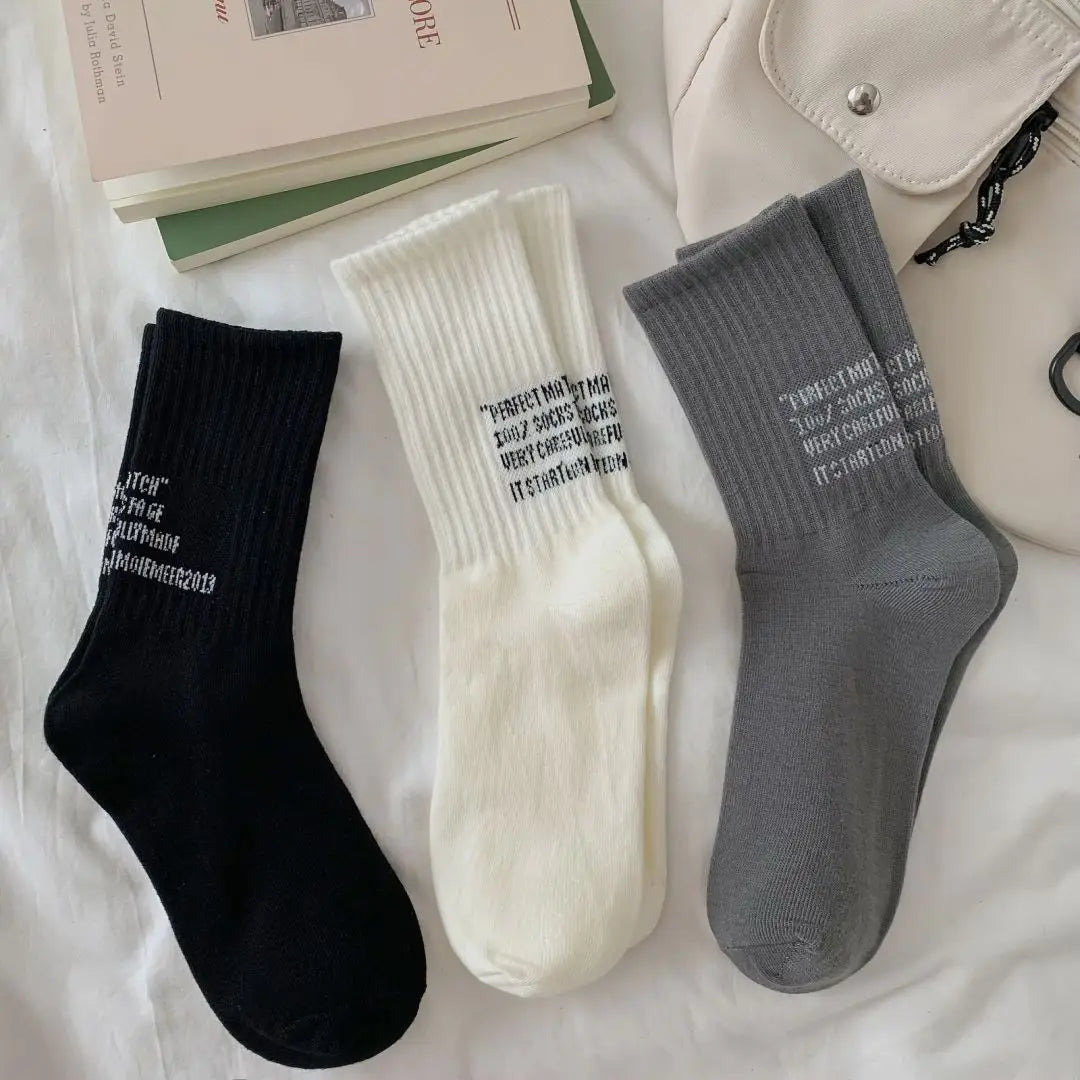 DRAVEN — Letter Cotton Socks – Trendy Unisex Sport Style