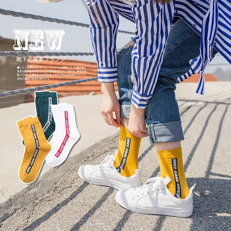 DRAVEN — Letter Print Long Socks – Y2K Harajuku Punk Style