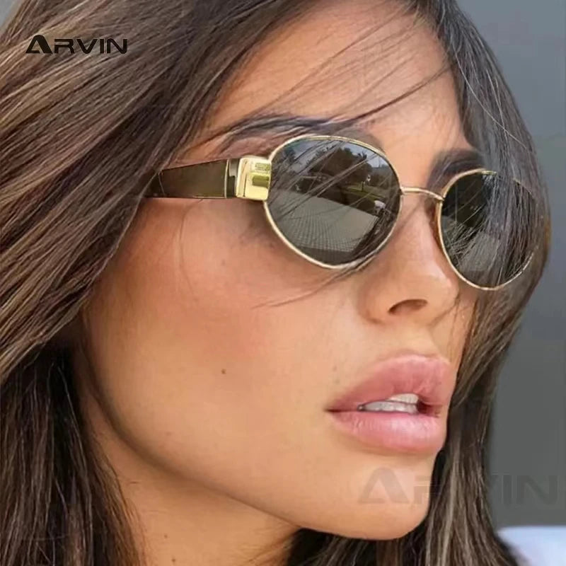 Retro Oval Sunglasses – Metal Frame Luxury UV400 Eyewear – Elegant Men's Accessory | Accessorio Uomo Elegante