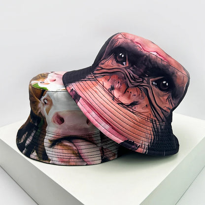 Funny Animal Print Bucket Hat – Unisex Double-Sided Style