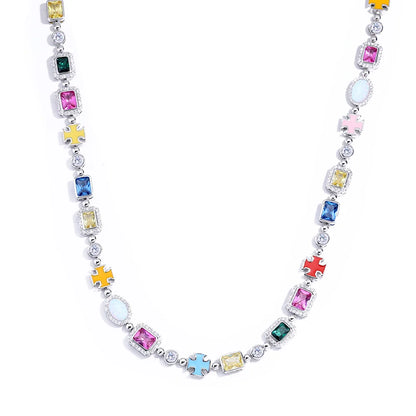 Colorful Gemstone Necklace – Luxury Zirconia Jewelry for Men and Women
