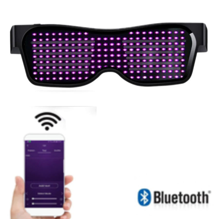 Programmable LED Text Sunglasses – Graffiti Party Style – Elegant Men's Accessory | Accessorio Uomo Elegante