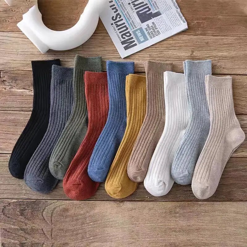 DRAVEN — Vintage Athletic Socks – 5 Pairs Men’s Retro Street Style