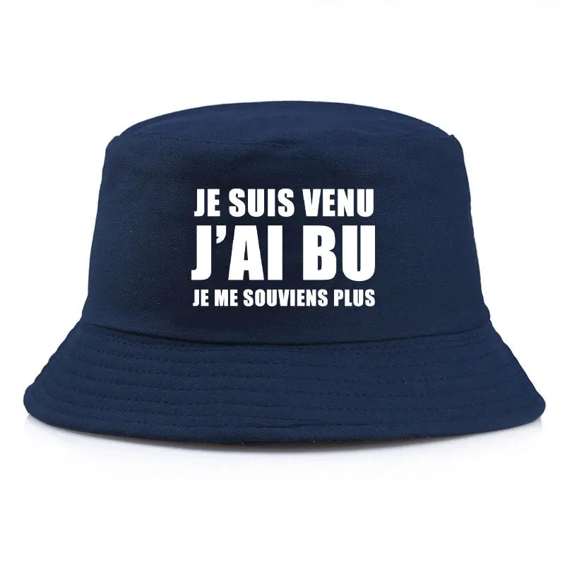 DRAVEN — Reversible “Je Suis Venu J’ai Bu” Bucket Hat – Trendy Summer Style
