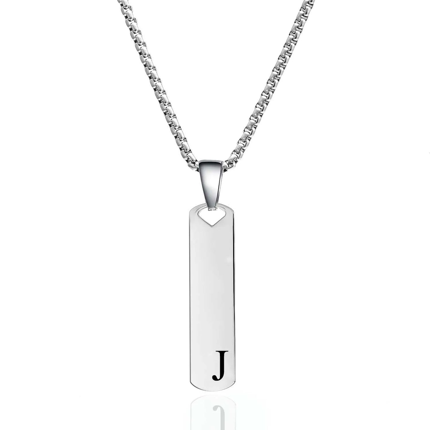DRAVEN — Stainless Steel Initial Bar Necklace – A–Z Alphabet Pendant Jewelry for Men and Women
