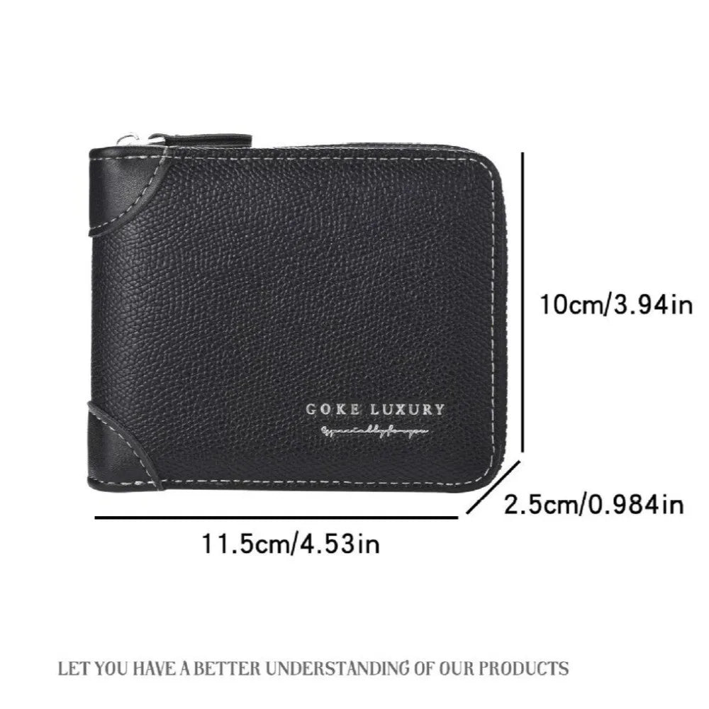 DRAVEN — Luxury PU Leather Wallet Men Zipper Foldable Design