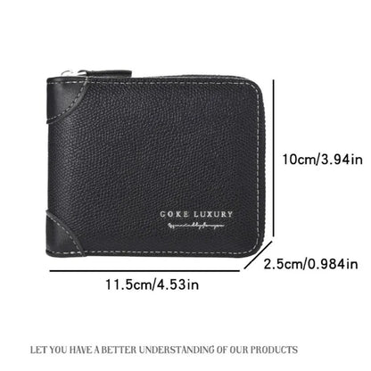 Luxury PU Leather Wallet Men Zipper Foldable Design – Elegant Men's Accessory | Accessorio Uomo Elegante