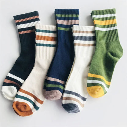 Colorful Striped Socks – 5 Pairs Unisex Casual Style – Elegant Men's Accessory | Accessorio Uomo Elegante