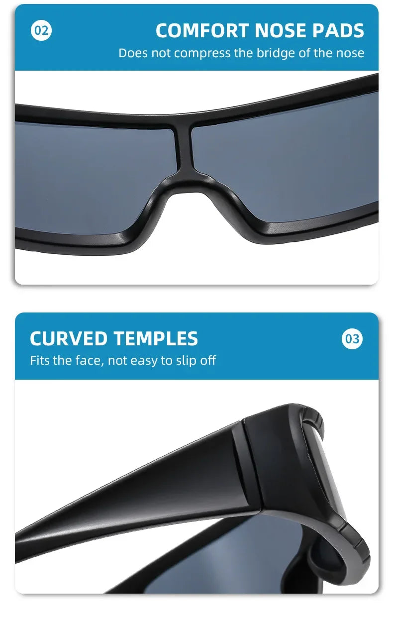 Monoblock Wrap Sunglasses – Futuristic Punk Style – Elegant Men's Accessory | Accessorio Uomo Elegante