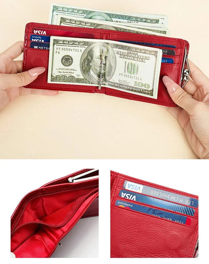Luxury Genuine Leather Wallet Women Short Clip Purse – Elegant Men's Accessory | Accessorio Uomo Elegante