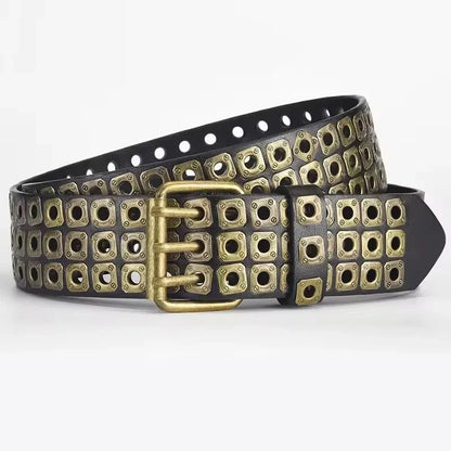 Punk Street Belt Unisex Square Beads Design – Elegant Men's Accessory | Accessorio Uomo Elegante