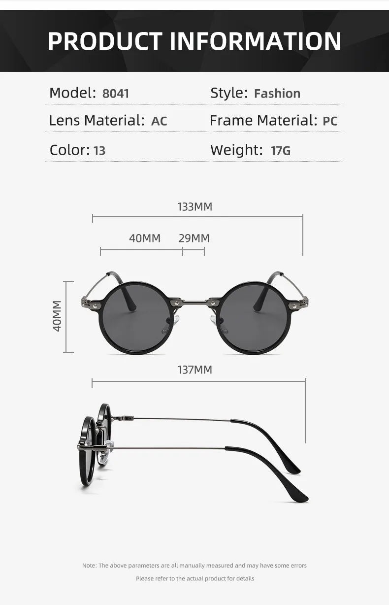 DRAVEN — Round Metal Sunglasses – Retro Steampunk Design