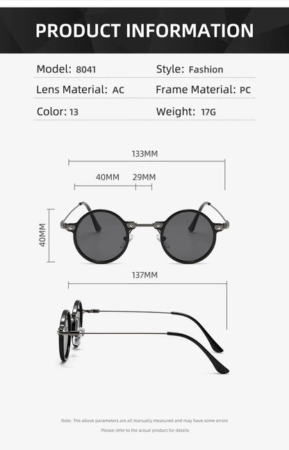 Round Metal Sunglasses – Retro Steampunk Design – Elegant Men's Accessory | Accessorio Uomo Elegante