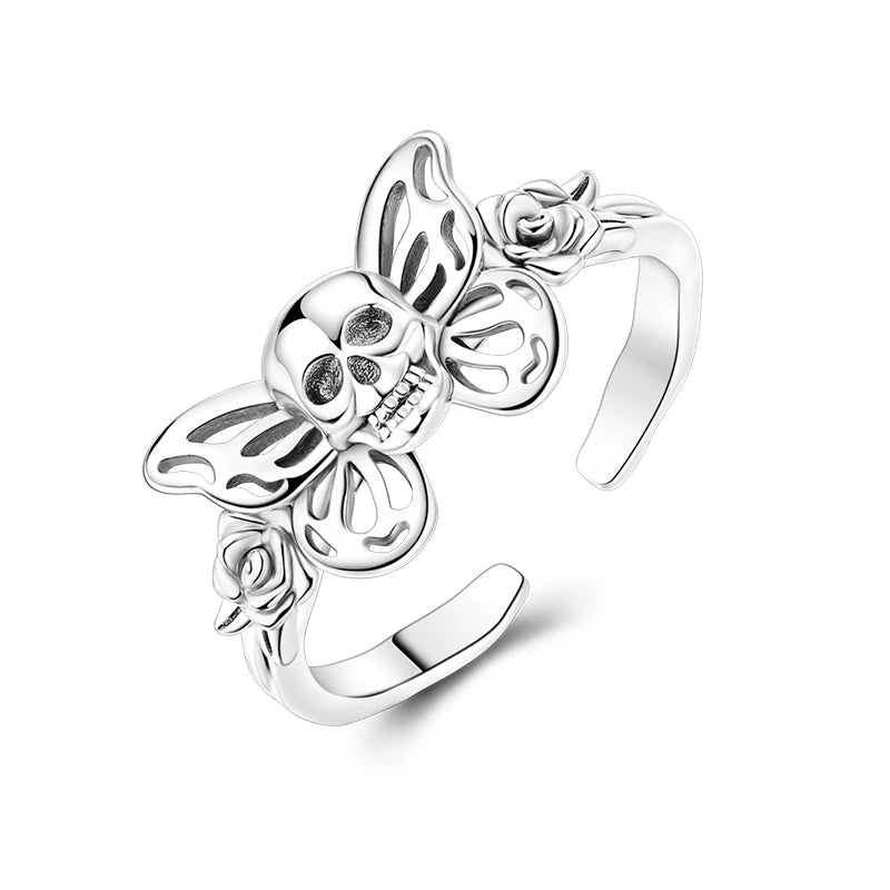 Blue Zircon Butterfly Silver Ring – Elegant Men's Accessory | Accessorio Uomo Elegante