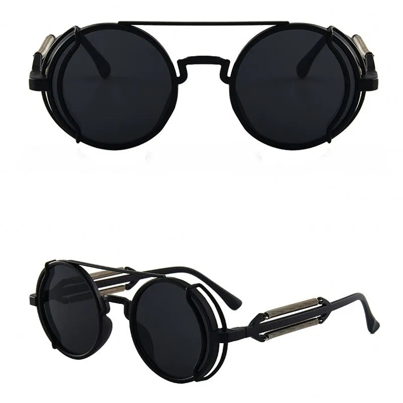 DRAVEN — Gothic Steampunk Sunglasses – Red Lens Metal Frame