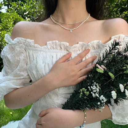 925 Sterling Silver Geometric Beads Necklace – Shiny Delicate Choker for Women