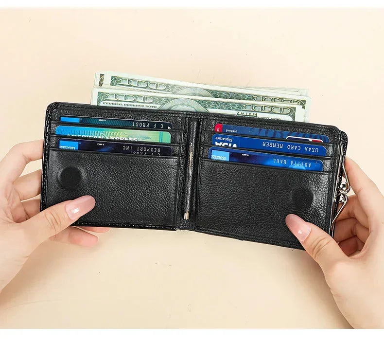 DRAVEN — Luxury Genuine Leather Wallet Women Short Clip Purse