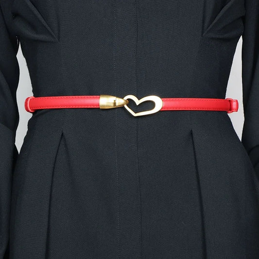 DRAVEN — Luxury Leather Belt Women Heart Buckle Elegant Design — Belts | DRAVEN