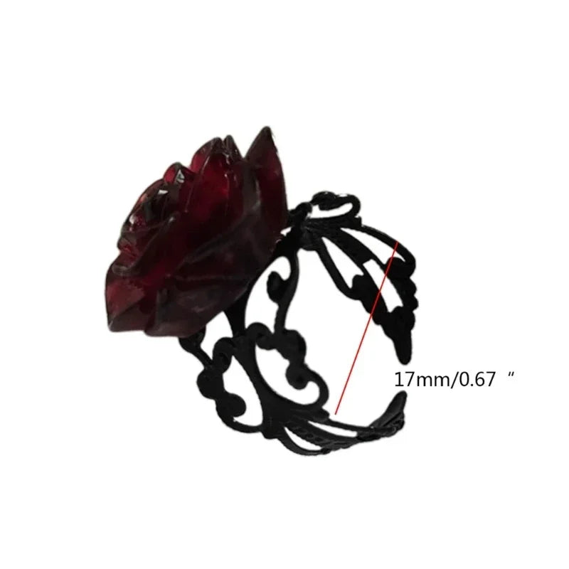 DRAVEN — Punk Gothic Red Rose Ring