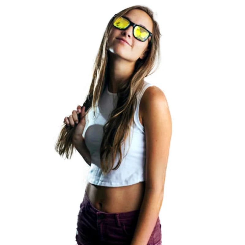 DRAVEN — Classic Square Party Sunglasses – Rave Diffraction Shades