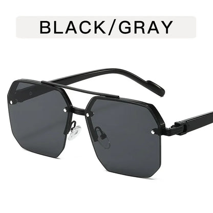 Metal Half-Frame Sunglasses – Retro Casual Design – Elegant Men's Accessory | Accessorio Uomo Elegante