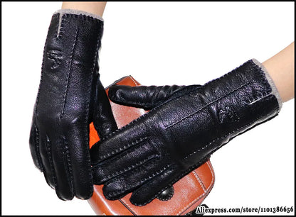 High-End Deerskin Leather Gloves – Unisex Luxury Winter Style