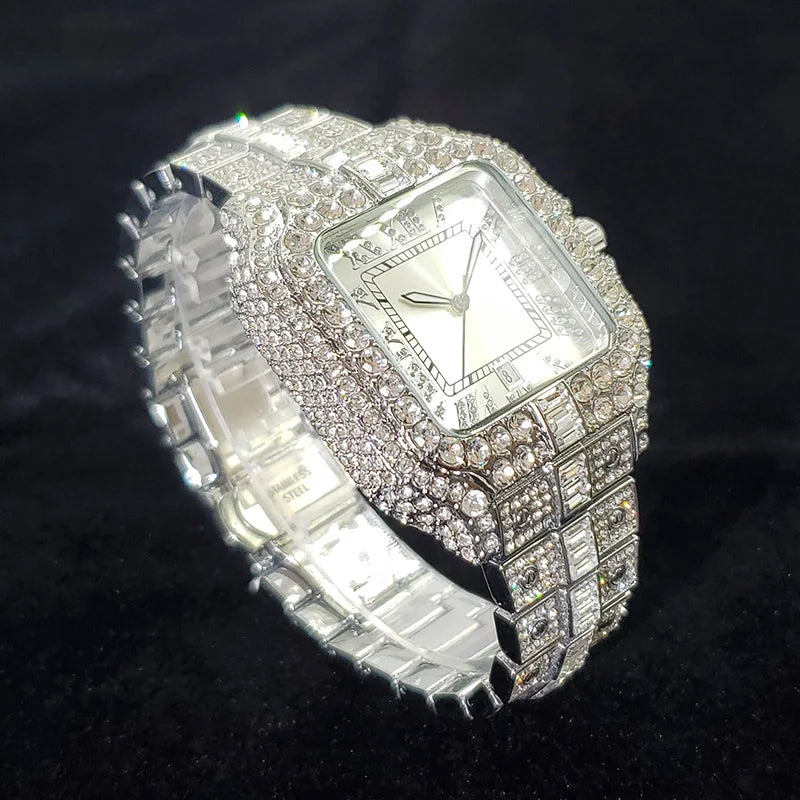 Silver Throne – Men’s Crystal-Accented Luxury Stainless Steel Watch – Elegant Men's Accessory | Accessorio Uomo Elegante