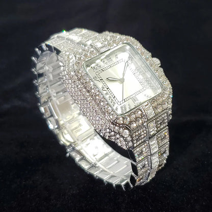 Silver Throne – Men’s Crystal-Accented Luxury Stainless Steel Watch – Elegant Men's Accessory | Accessorio Uomo Elegante