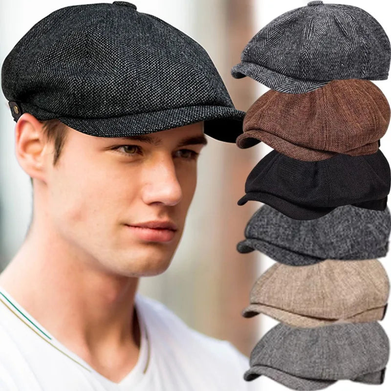 2025 Vintage Tweed Flat Cap – Classic Retro Peaky Blinders Beret for Men & Women – Elegant Men's Accessory | Accessorio Uomo Elegante