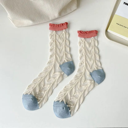 Transparent Lace Socks – Women’s Sweet Korean Style – Elegant Men's Accessory | Accessorio Uomo Elegante