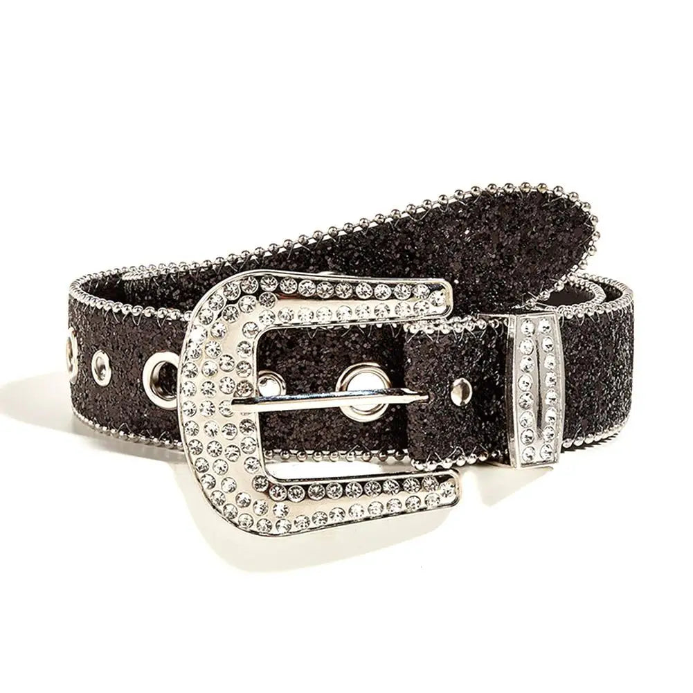 Skull Rhinestone PU Leather Belt Women Sparkling Design – Elegant Men's Accessory | Accessorio Uomo Elegante