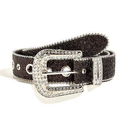 Skull Rhinestone PU Leather Belt Women Sparkling Design – Elegant Men's Accessory | Accessorio Uomo Elegante