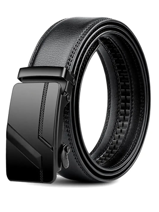 DRAVEN — Luxury Automatic Buckle Belt Men Black Leather Design — Belts | DRAVEN