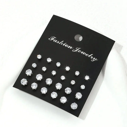 Minimalist Sparkly Zirconia Earring Set