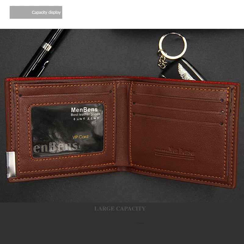 Luxury PU Leather Wallet Men Slim Short Design – Elegant Men's Accessory | Accessorio Uomo Elegante