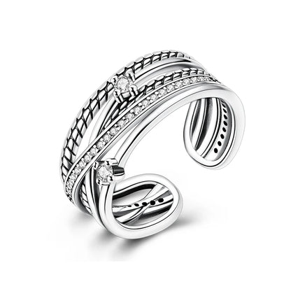 Blue Zircon Butterfly Silver Ring