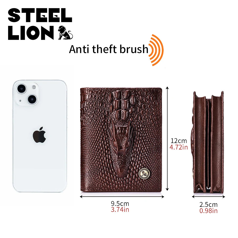 DRAVEN — Genuine Leather Crocodile Wallet Men Retro Large Capacity