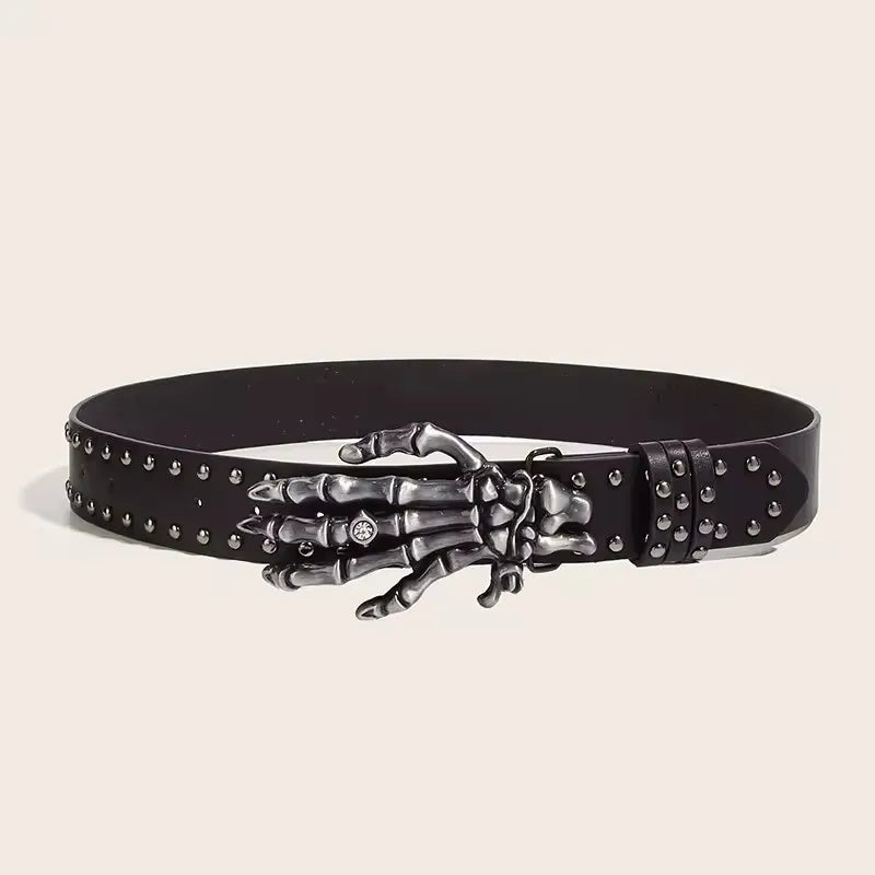 DRAVEN — Punk Skull Rivet Belt Unisex Gothic Black Design