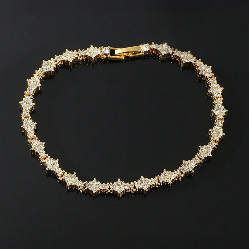 Round Stone Star Cubic Zirconia Bracelet – Elegant Men's Accessory | Accessorio Uomo Elegante